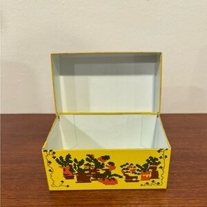 1970s Metal Recipe Box Tin Litho Syndicate Mfg Embroidery Cactus Houseplants